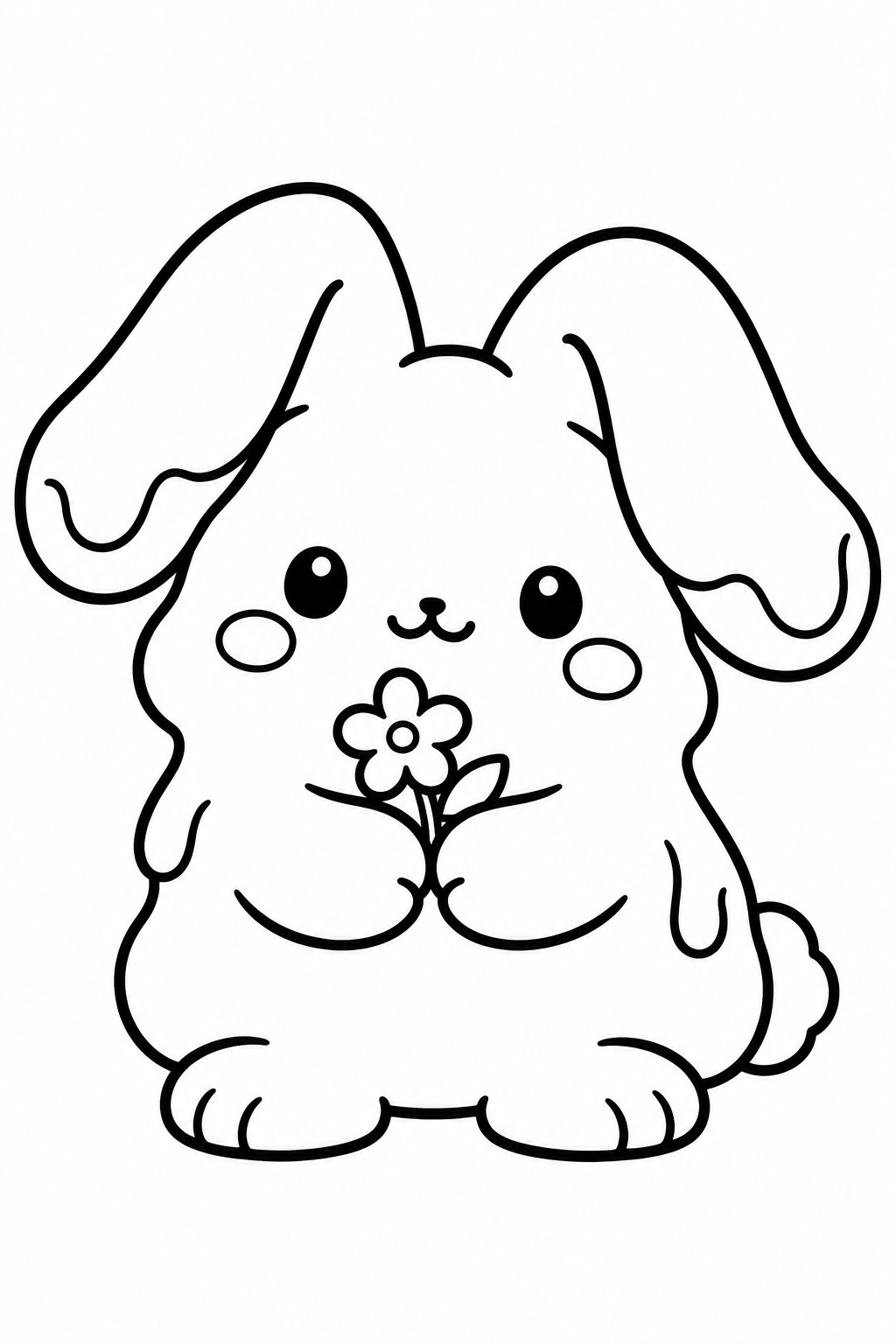 Butter Bunny with a flower coloring page