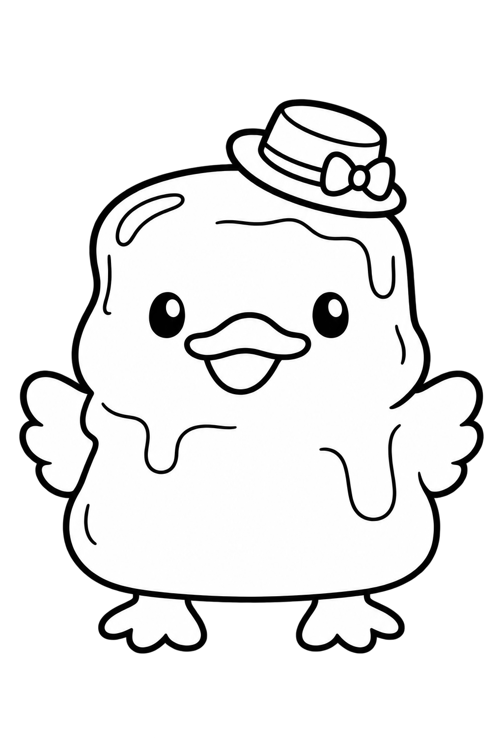 Butter Duck in a tiny hat coloring page