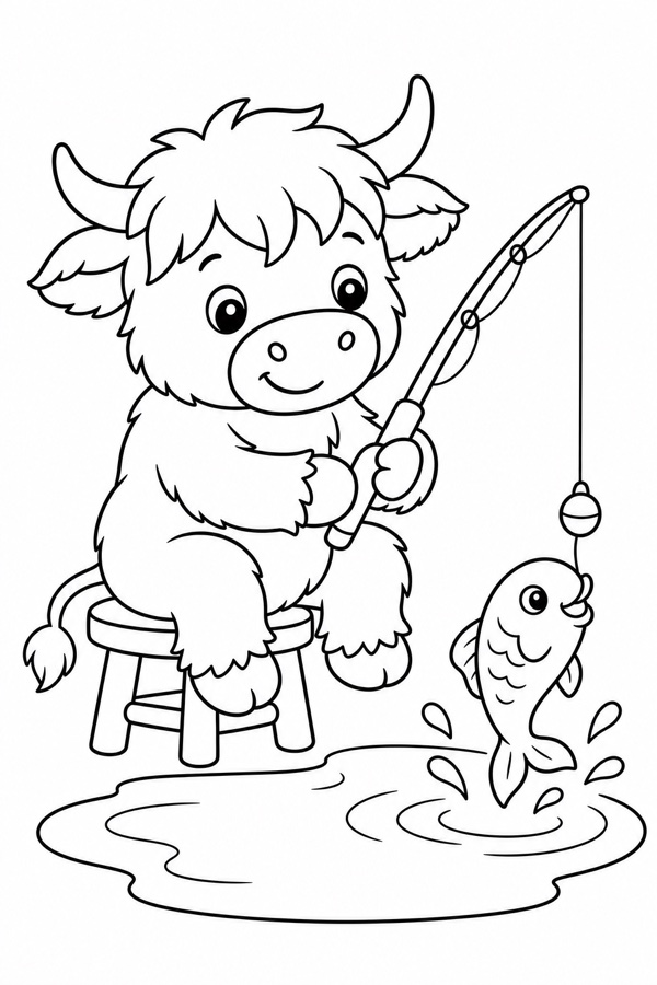 Fishing Friend colouring page