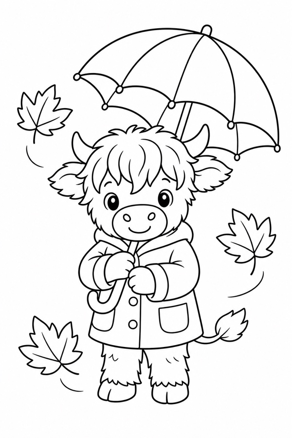 Autumn Umbrella colouring page