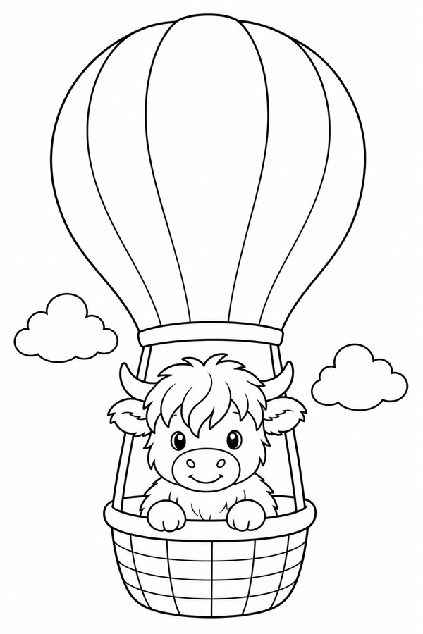 Hot Air Balloon colouring page