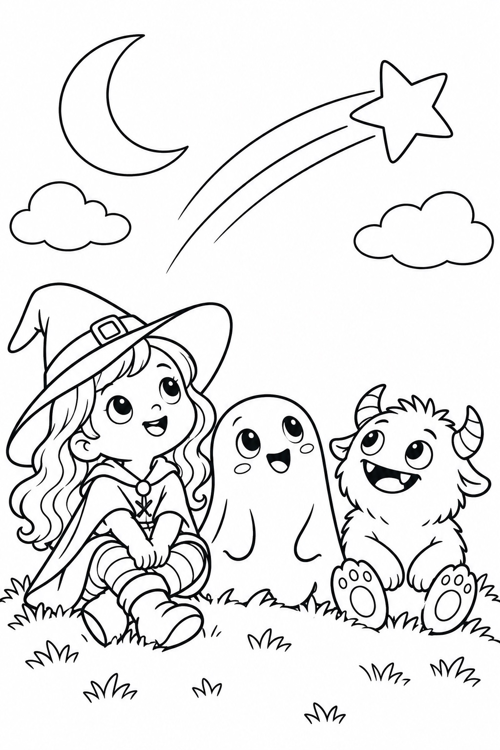 Little friends watching a shooting star