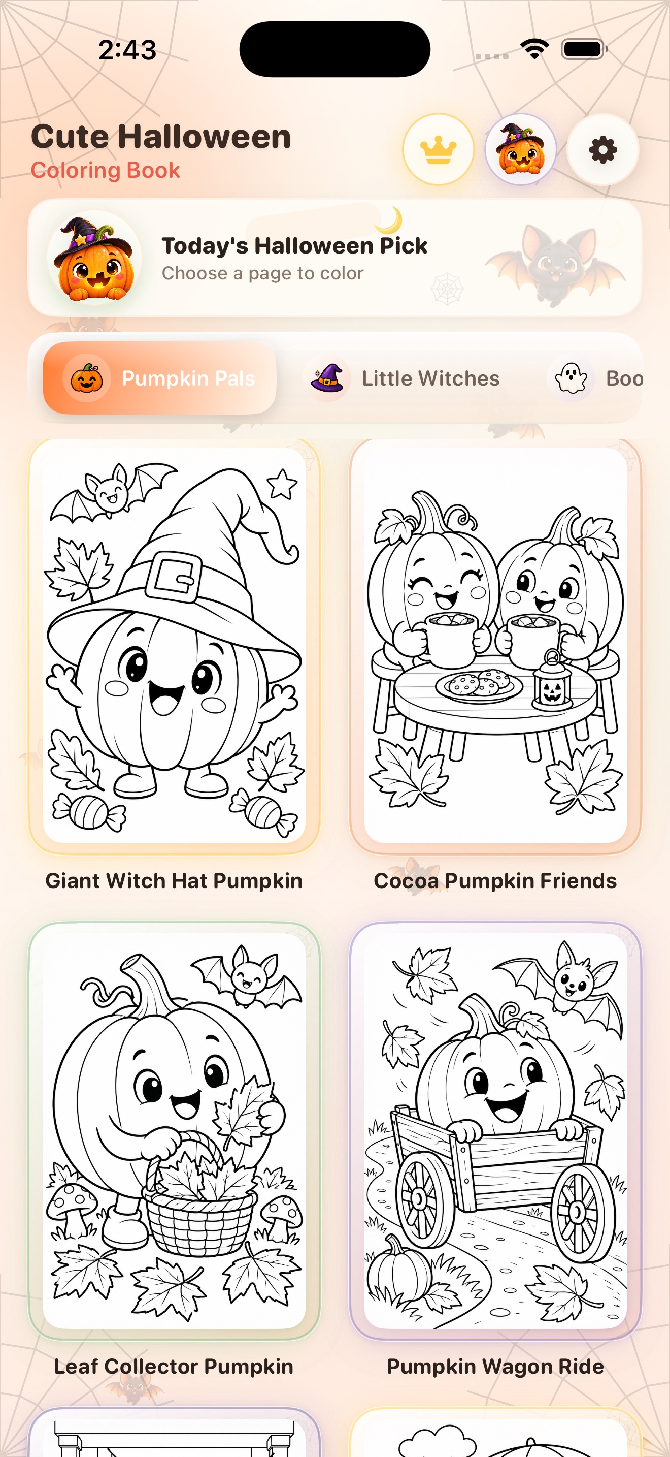 Cute Halloween Coloring Book app home screen