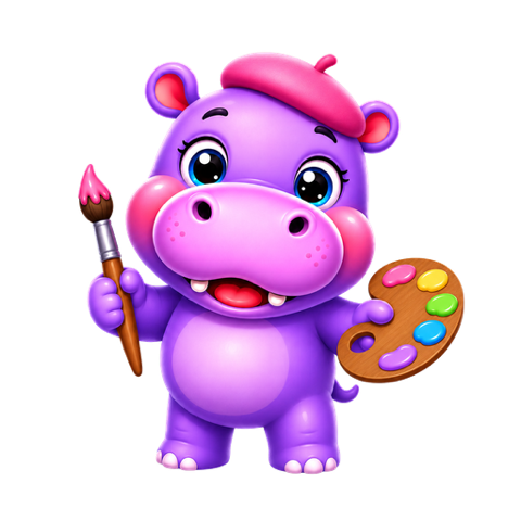 Pippa the Painter Hippo character