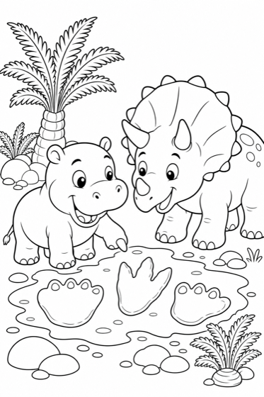 Triceratops dinosaur coloring page