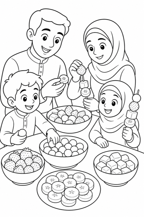 Family table coloring page