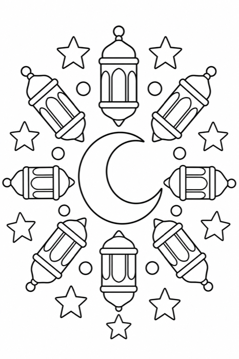 Islamic geometric pattern coloring page