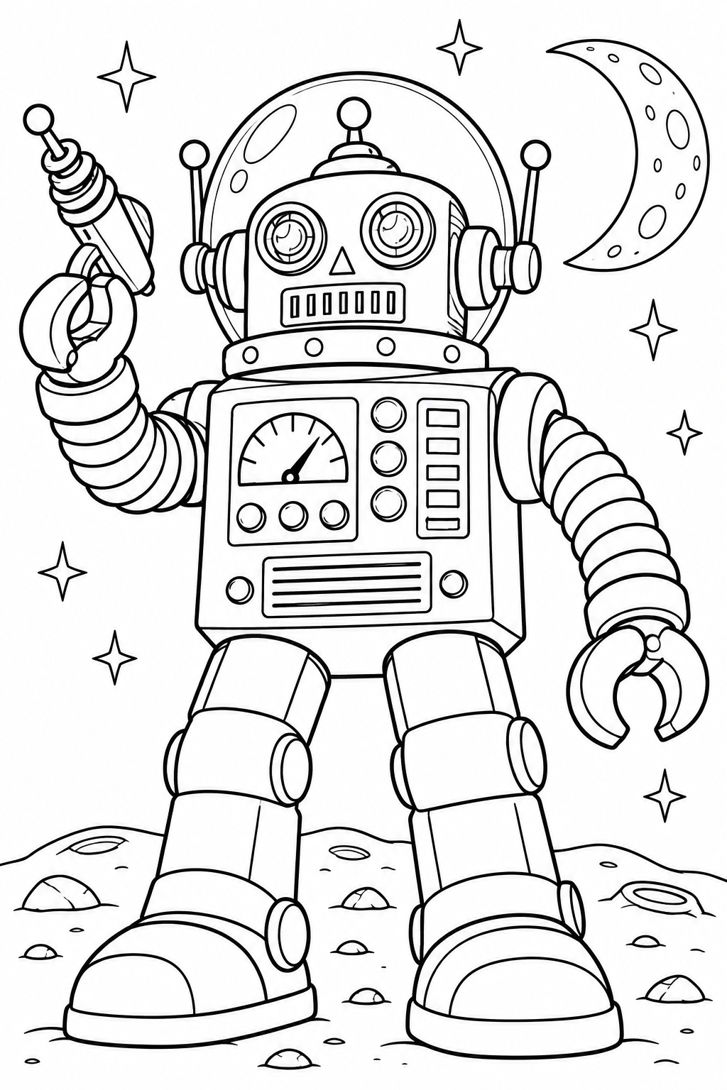 Space robot coloring illustration