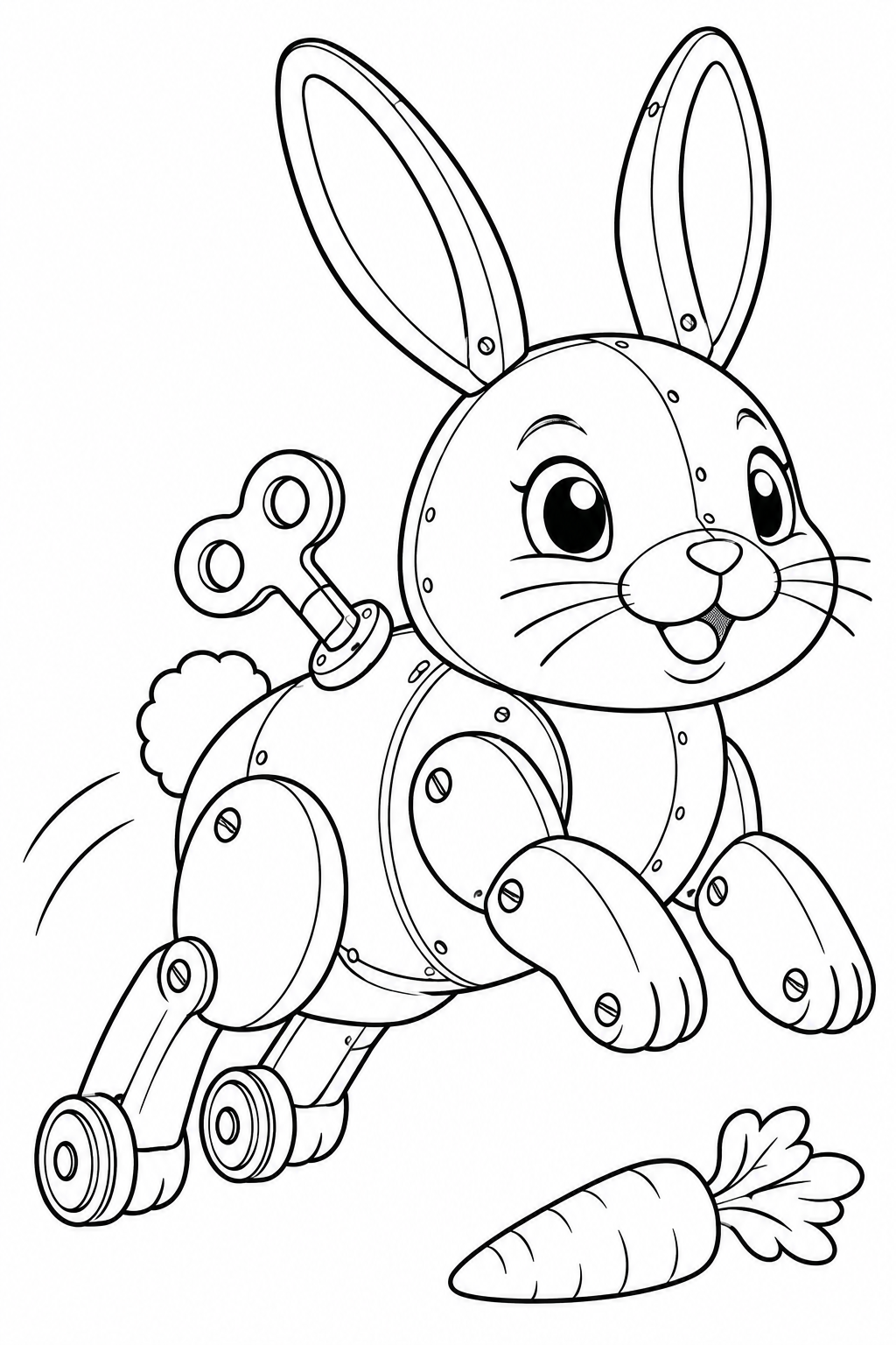 Wind-up bunny coloring illustration
