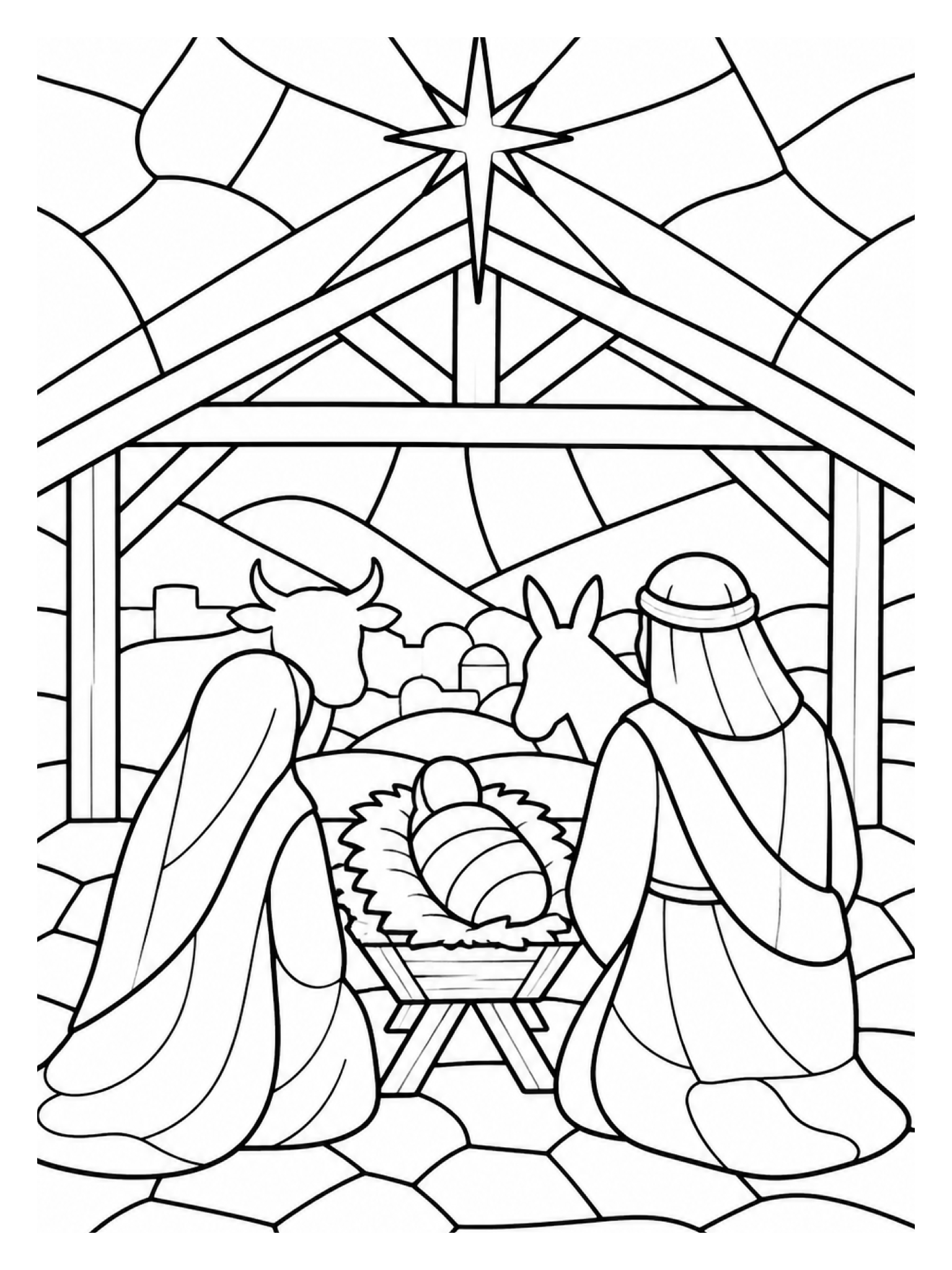 The Nativity coloring page