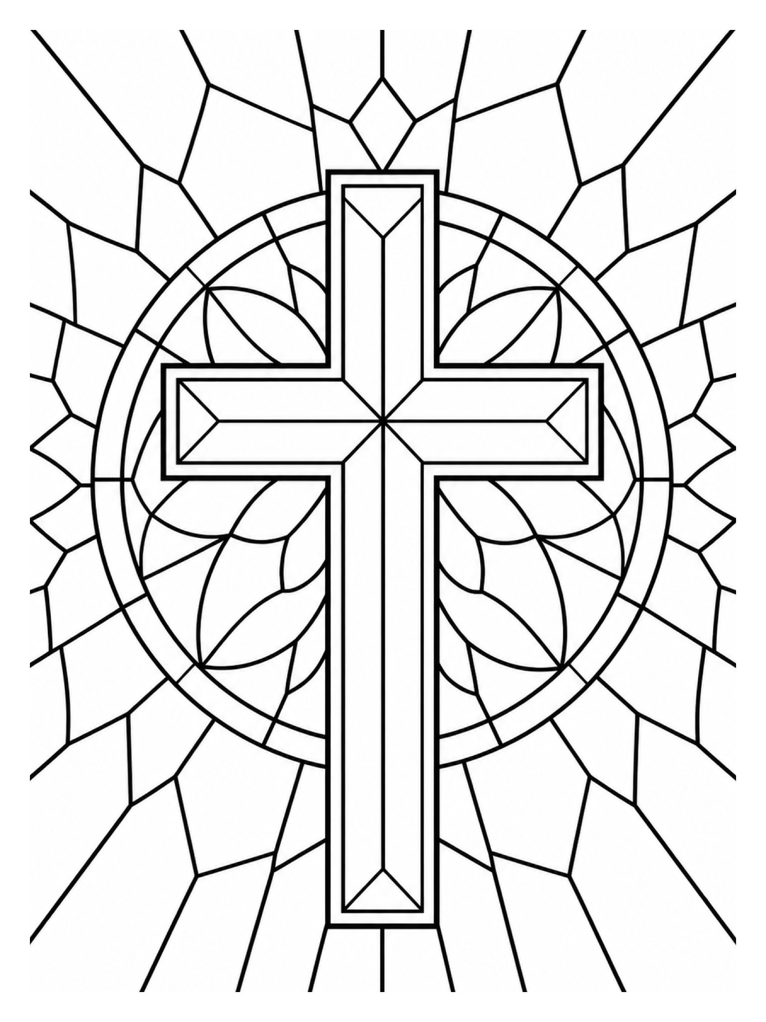 The Radiant Cross coloring page from Symbols and Sacred Motifs