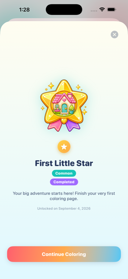 A first coloring reward in the Tiny Rooms collection