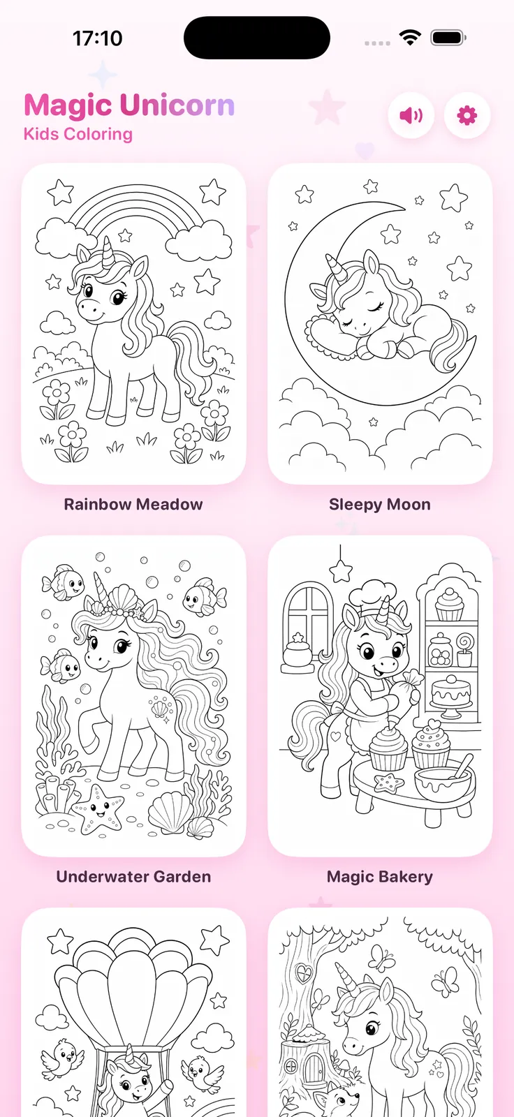 Magic Unicorn app gallery on iPhone